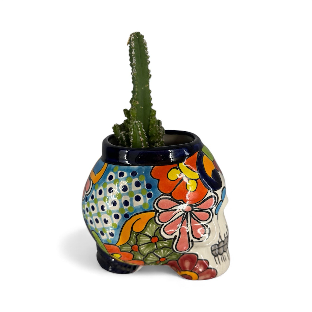SKULL PLANTER TALAVERA 16cm X 16cm With A 10cm Opening For Plant