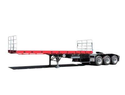AAA Trailers Flat Top A-Trailer 12 Pallet, side view showing tri-axle and fold-down loading gates
