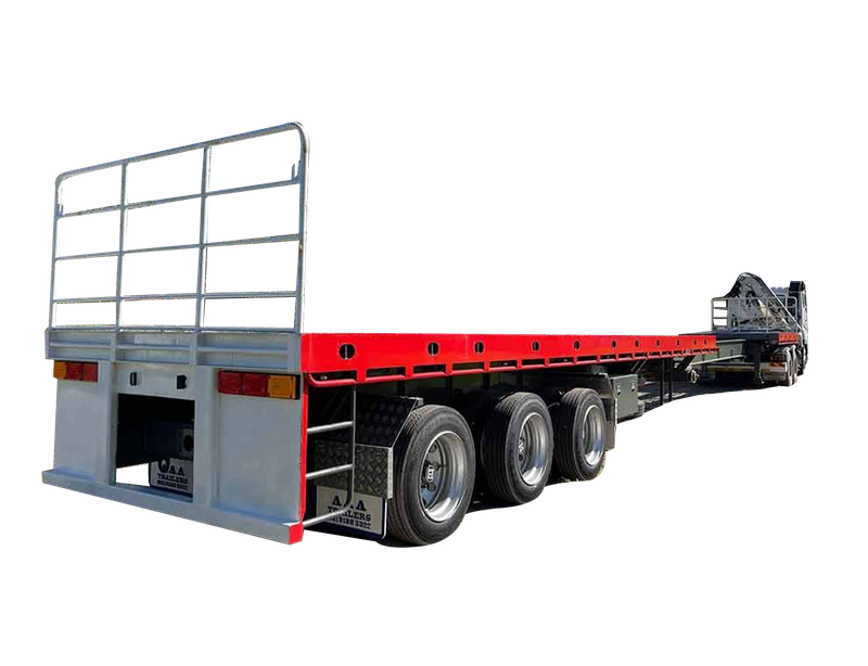 AAA Trailers 45ft Flat Top Extendable, rear quarter view attached to prime mover
