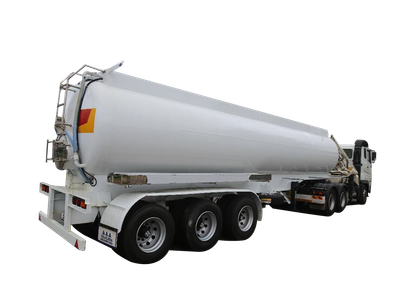 AAA Trailers 28,000L Potable Water Tanker, front quarter view showing full tank and tri-axle configuration