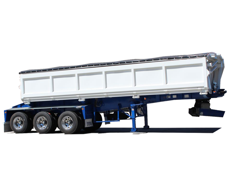 AAA Trailers Side Tipper 10.29m, side view with tub closed and tri-axle configuration