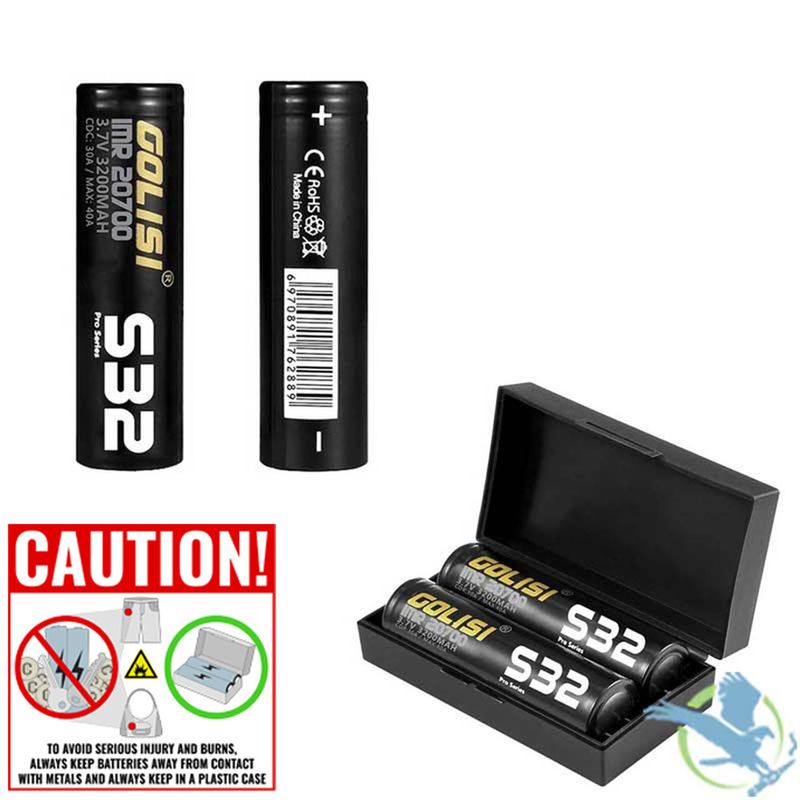 Golisi S32 High Drain IMR 20700 Batteries 3200mah 40a