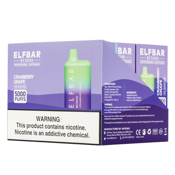 ELFBAR Cranberry Grape 5000 Puffs 5% Box