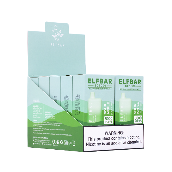 ELFBAR Sour Apple 5000 Puffs 5% Box