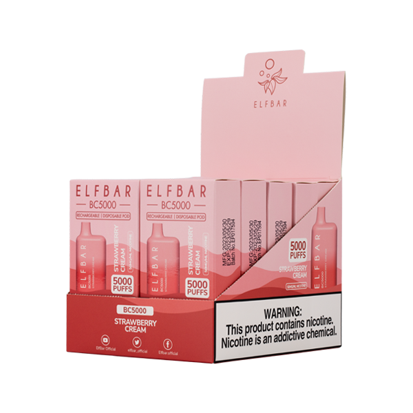 ELFBAR Strawberry Cream 5000 Puffs 5% Box