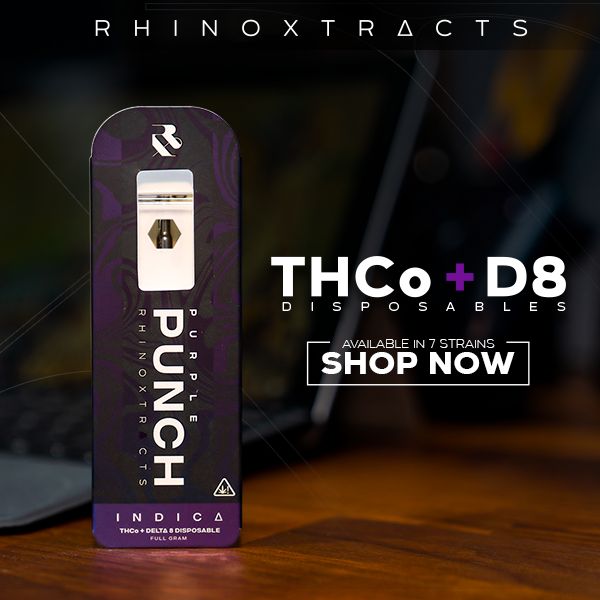 Rhino Xtracts Purple Punch Indica THCo+D8 1g Disposable