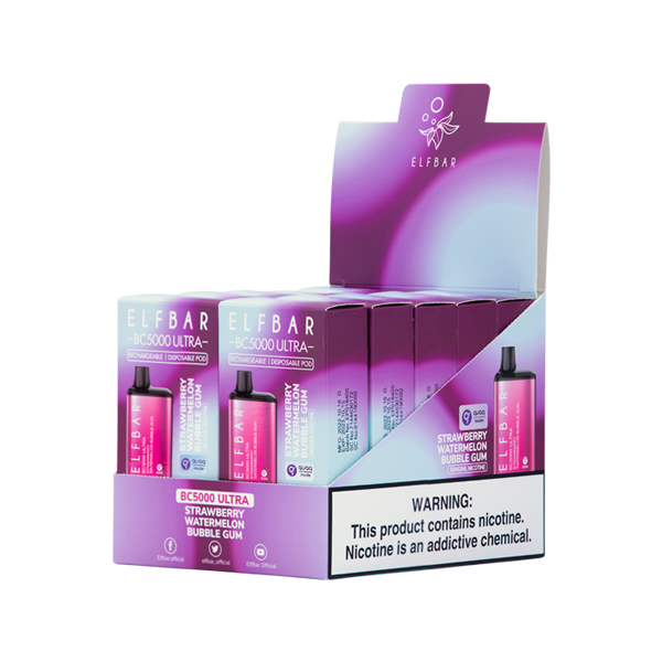 Elfbar 5000 Ultra - Strawberry Watermelon Bubblegum  Box