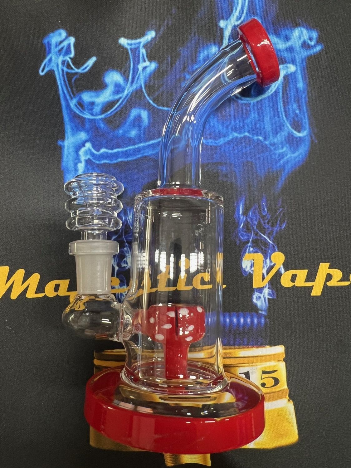 Babu 6&quot; Bent Neck Waterpipe Flat Bottom Base W/ Polka Dot Perc
