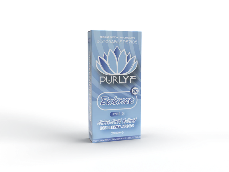 Purlyf Balance Blueberry Afgoo 2g CBD+CBN+CBG Disposable