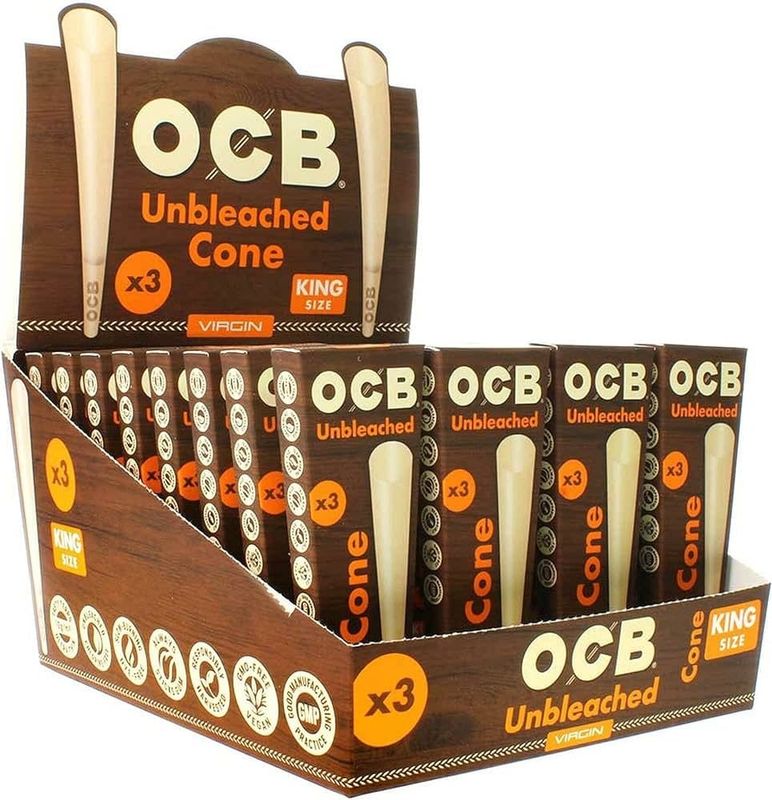 OCB Virgin Unbleached Cone King Size Box 32ct