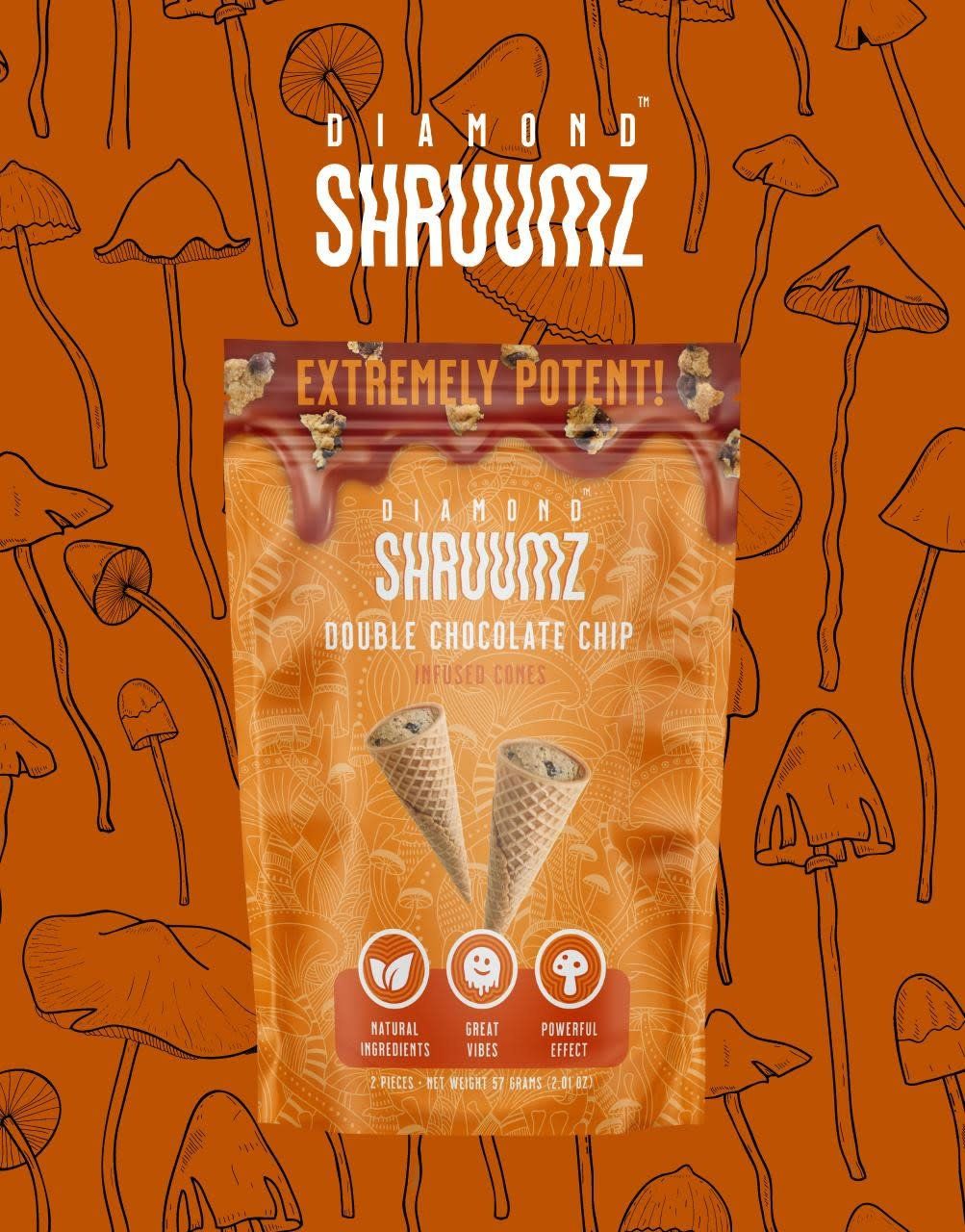 Diamond Shruumz Infused Cones Double Chocolate Chip 5pk Box