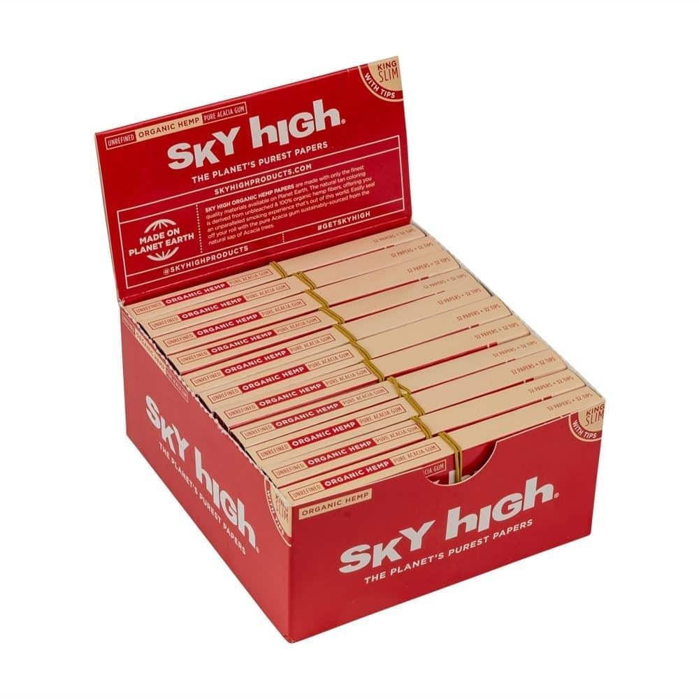 Sky High Organic Hemp Rolling Paper - King Slim w/ Tip Box 22ct