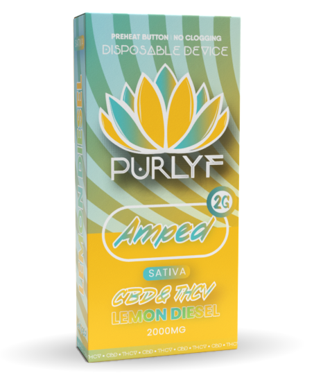 Purlyf Amped Lemon Diesel 2g CBD+THCV Disposable 10pk box