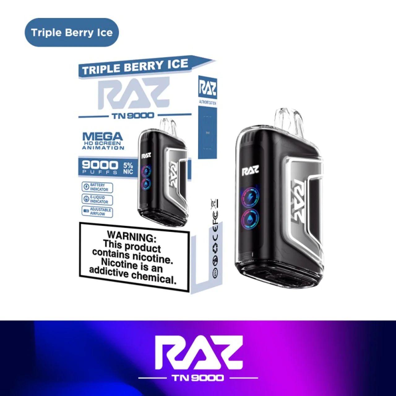 RAZ TN9000 Triple Berry Ice Box 5Pk