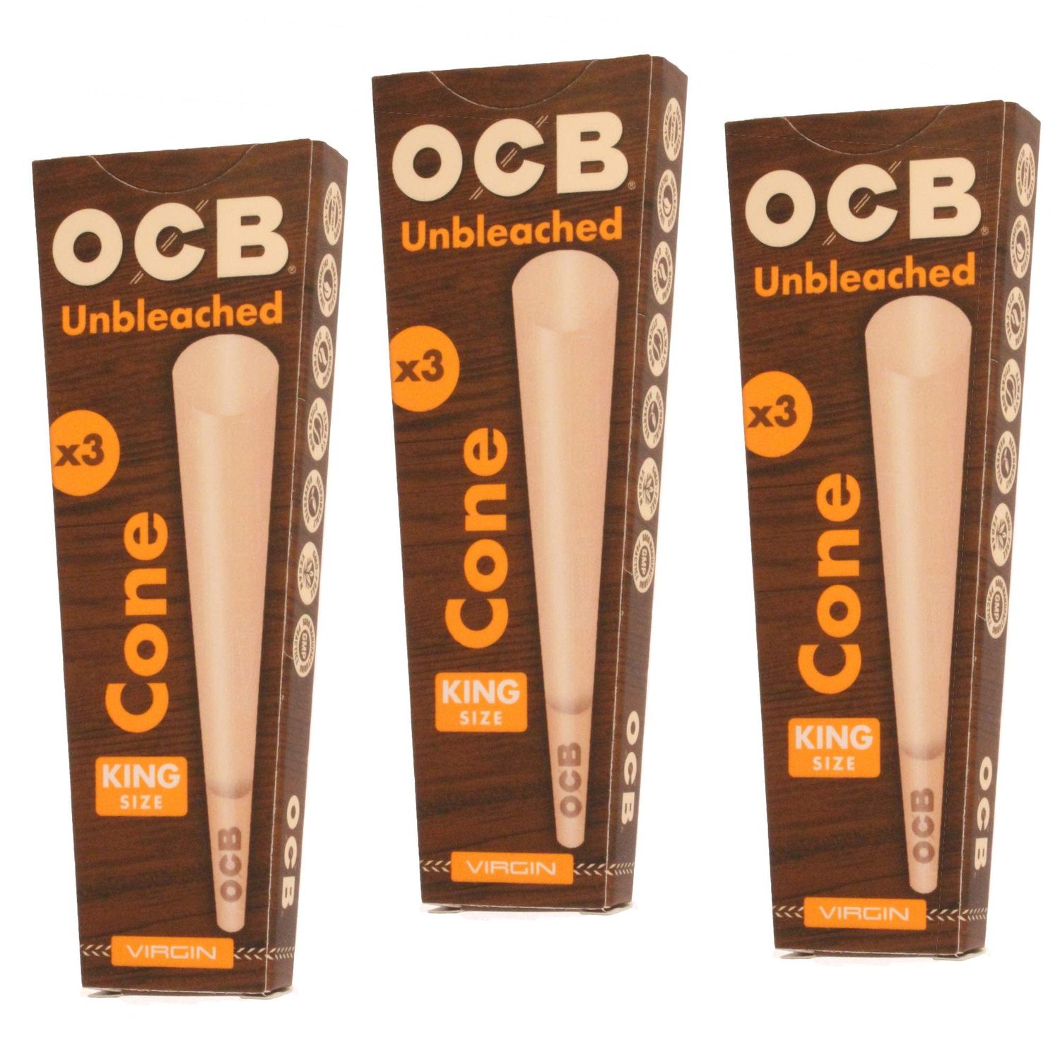 OCB Virgin Unbleached Cone King Size x3