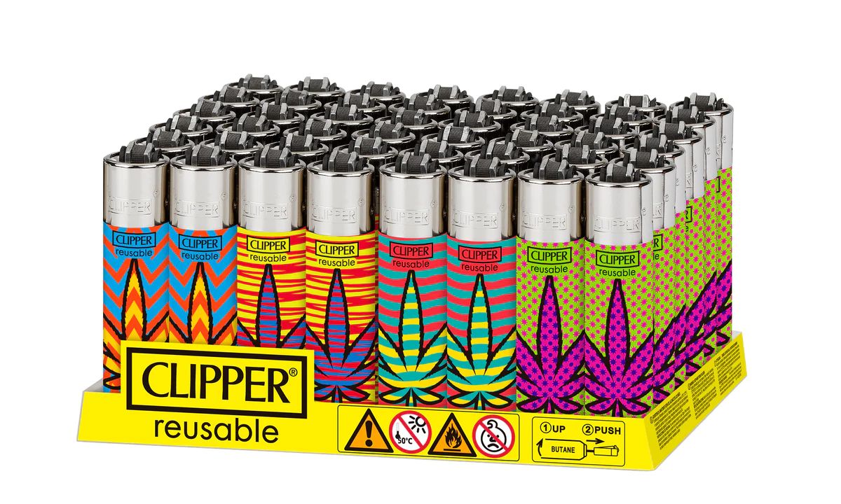 Clipper Classic Large Lighter - Printed - Renzo Leaves Box 48ct