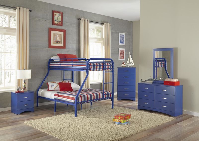 Metal Twin/Full Bunkbed Blue