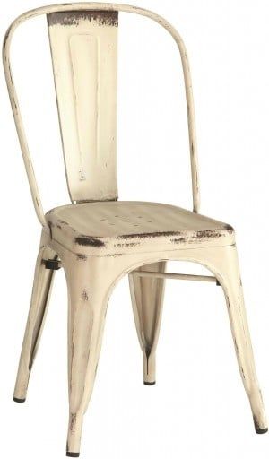 White Beige Metal Dining Chair Coaster