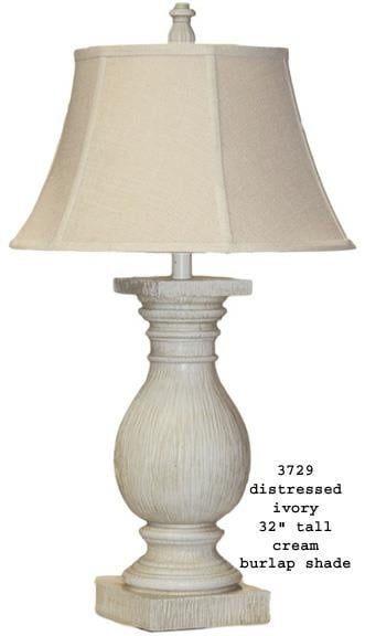 3729 White Distressed Lamp