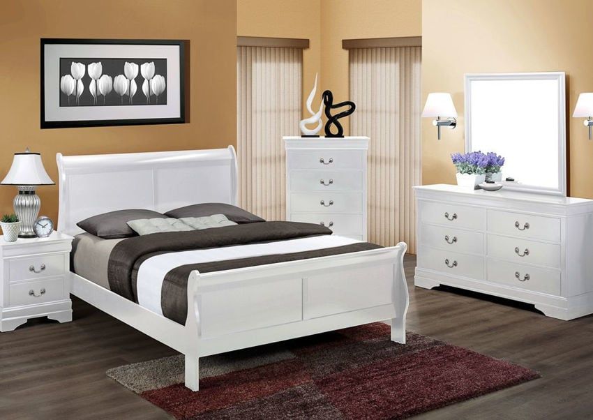 LP White Full Sleigh Bed