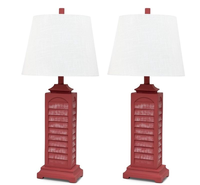 29.5&quot; Light Red Coastal Shutter Table Lamp