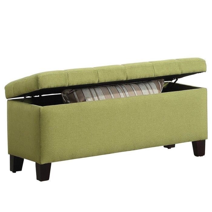 Green&amp;White Padded Storage Bench