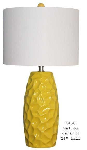 Yellow Ceramic Lamp 26&quot; Tall