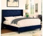 Royal Blue Upholstered Queen Bed