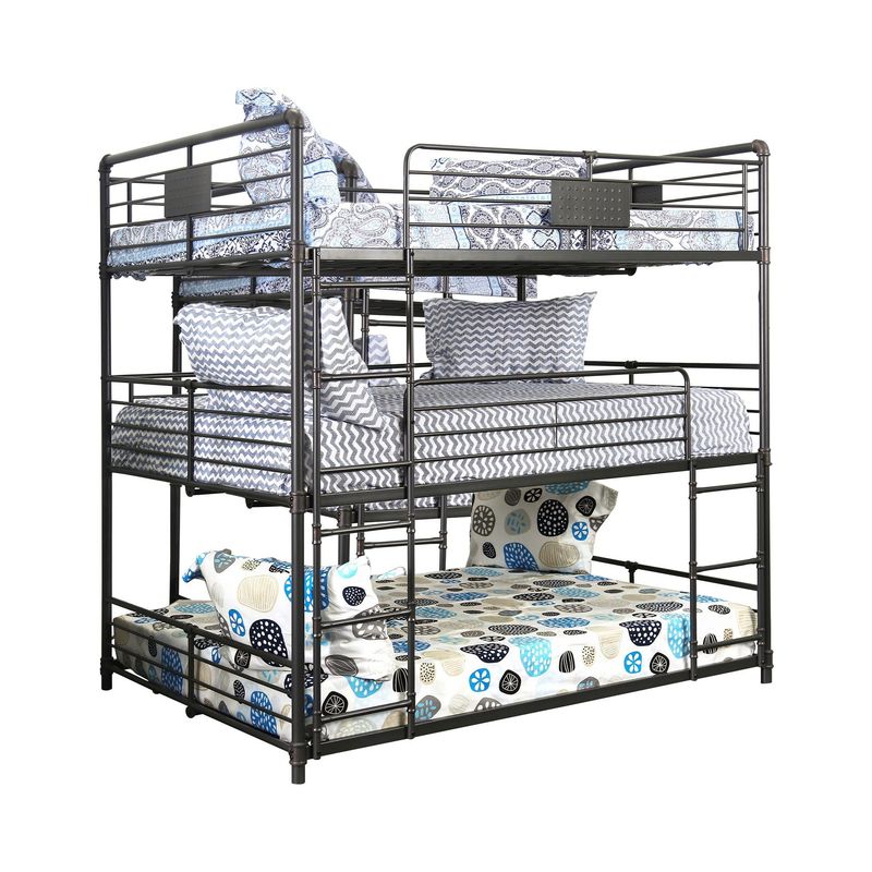 Triple Black Metal Bunk Bed