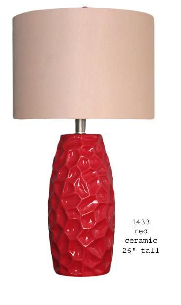 Red Lamp with Oval Shade