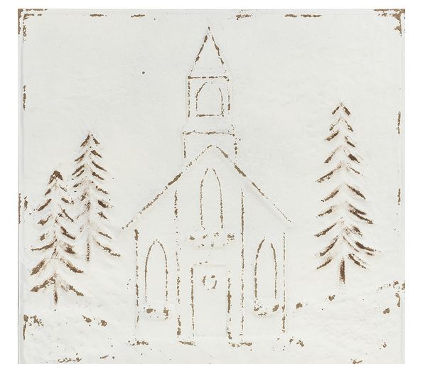 Church White Metal Hanging Decor