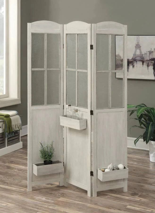 3 Panel Screen : Antique White - Coaster