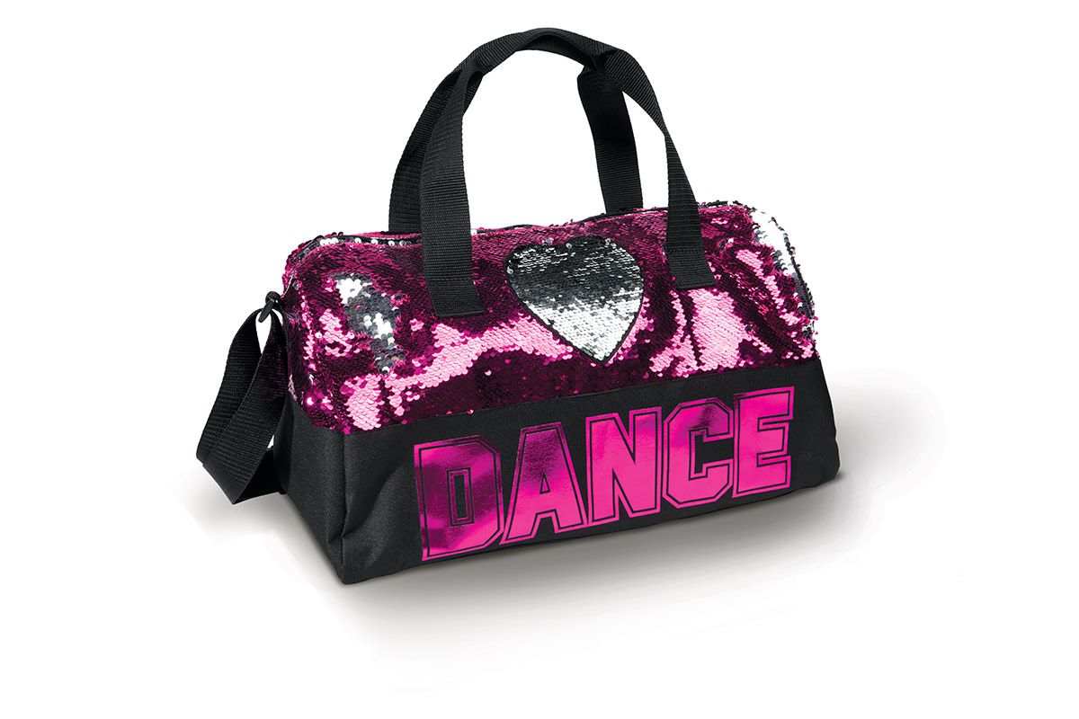 DANZNMOTION Sequin Dance Heart Duffle Bag, Fuschia