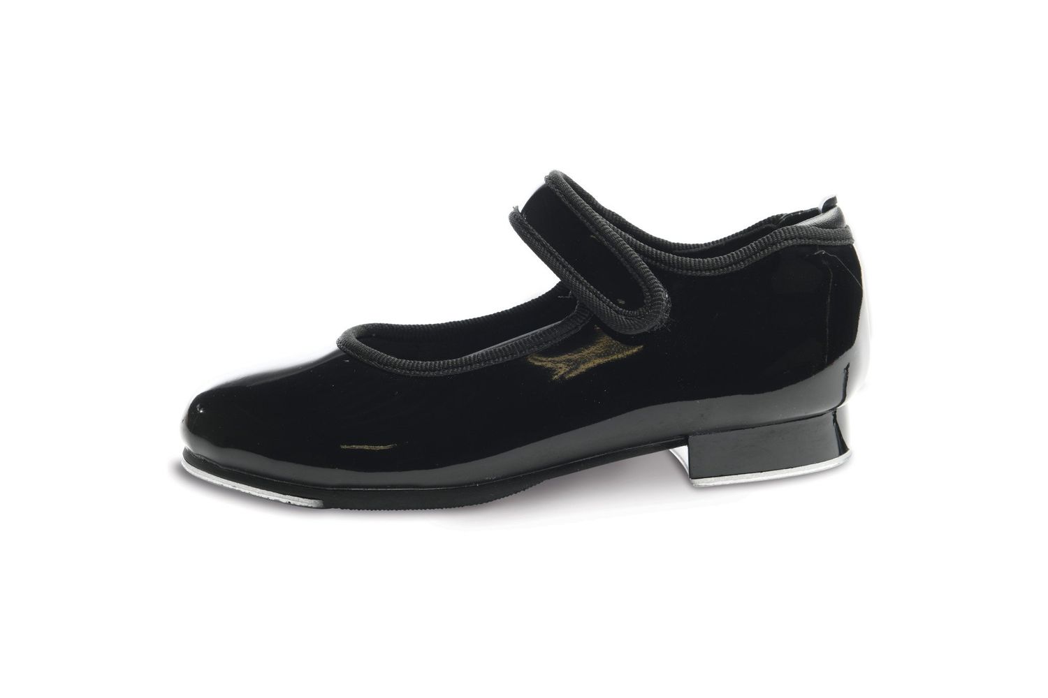 DANZNMOTION Child Velcro Tap, Black Patent, PARENT