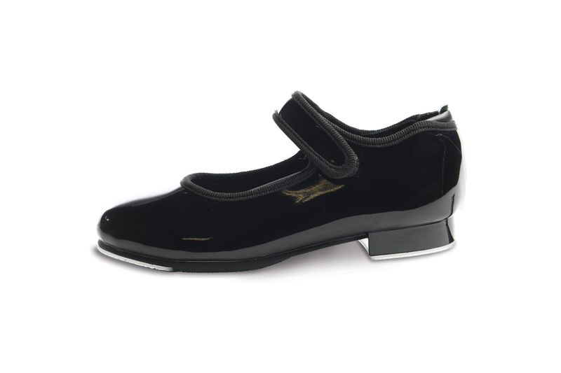 DANZNMOTION Child Velcro Tap, Black Patent, PARENT