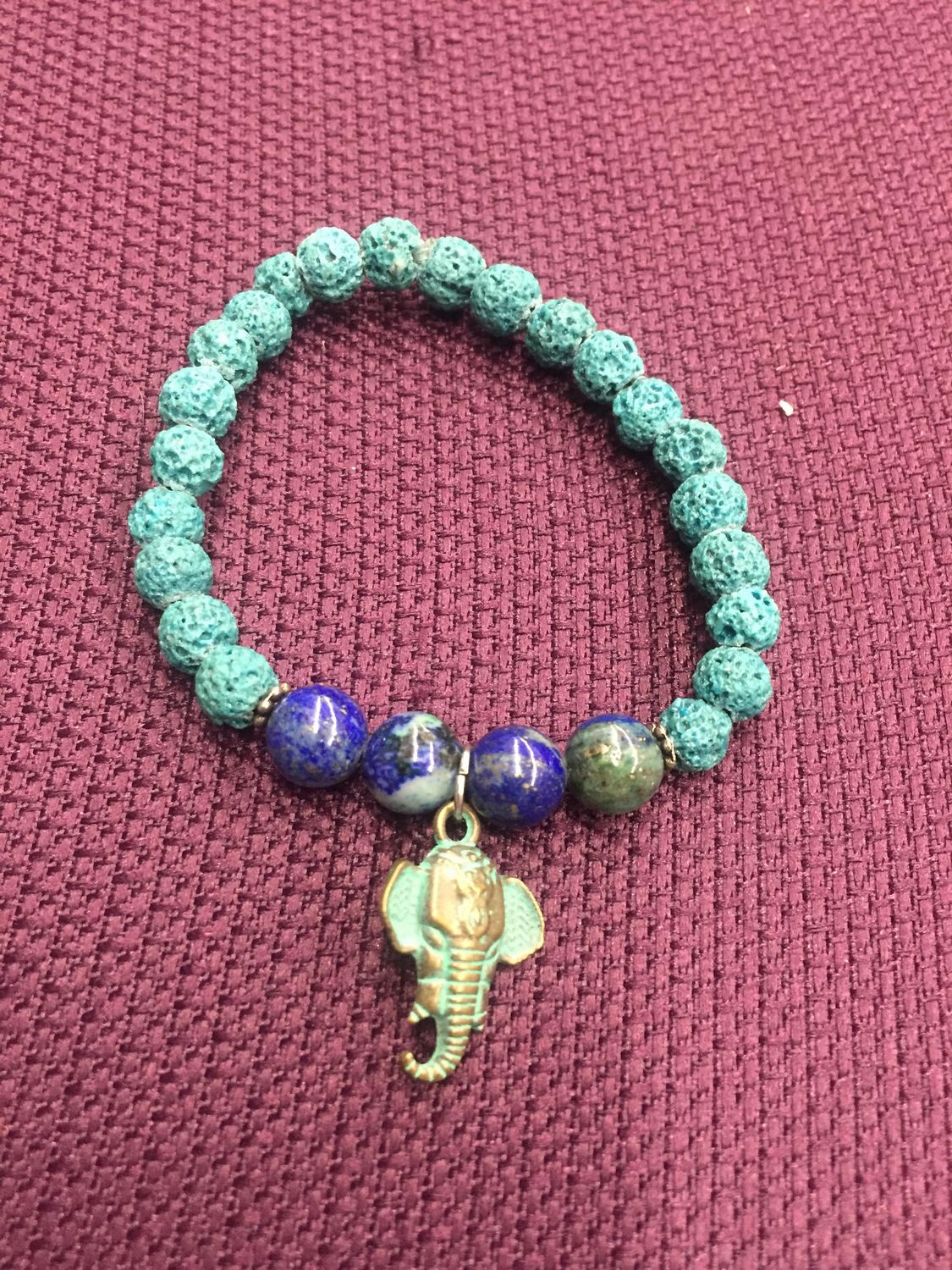 Lava Stone with Elephant Aromatherapy Bracelet