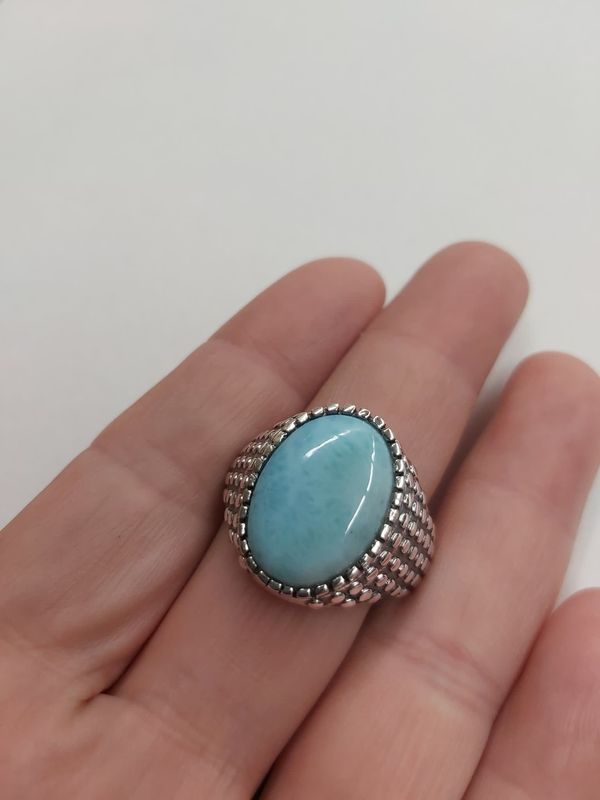 Larimar Men&#39;s Ring - Size 12 Sterling Silver