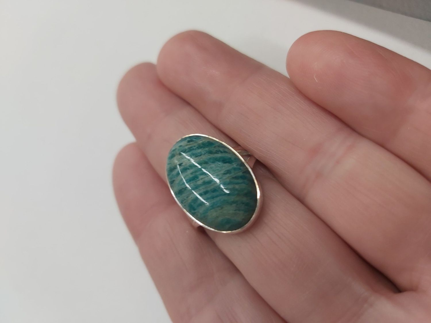 Amazonite Ring B - Size 8 Sterling Silver