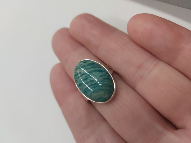 Amazonite Ring B - Size 8 Sterling Silver