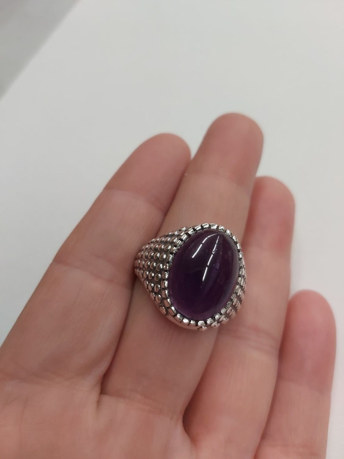 Amethyst Men&#39;s Ring B - Size 11 Sterling Silver