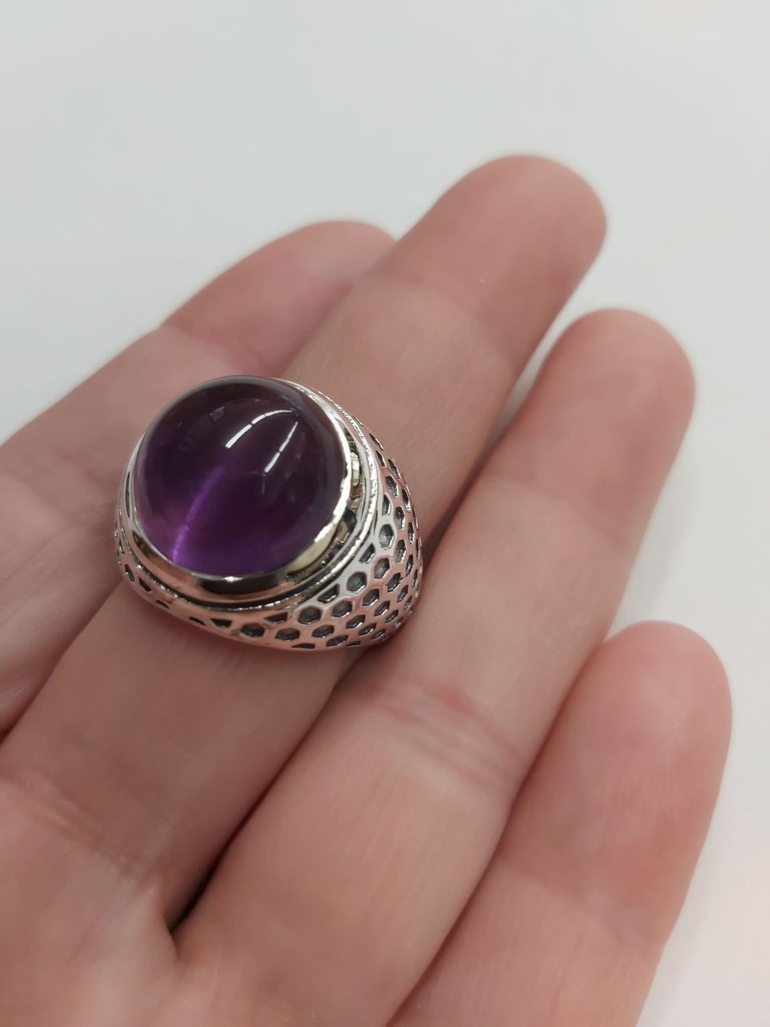 Amethyst Men&#39;s Ring - Size 11 Sterling Silver