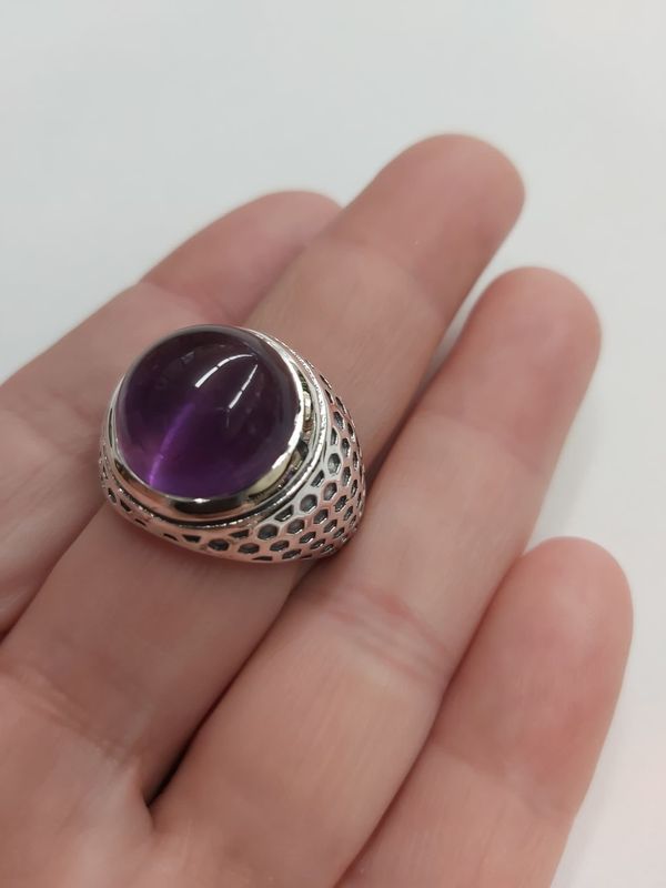 Amethyst Men&#39;s Ring - Size 11 Sterling Silver