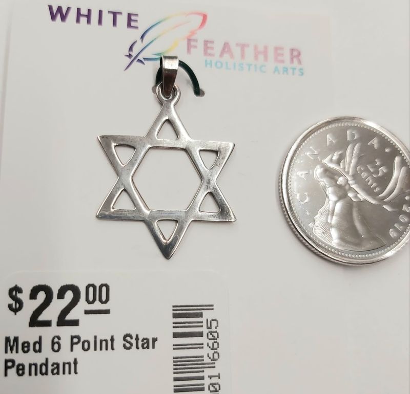 Med 6 Point Star Pendant Sterling Silver
