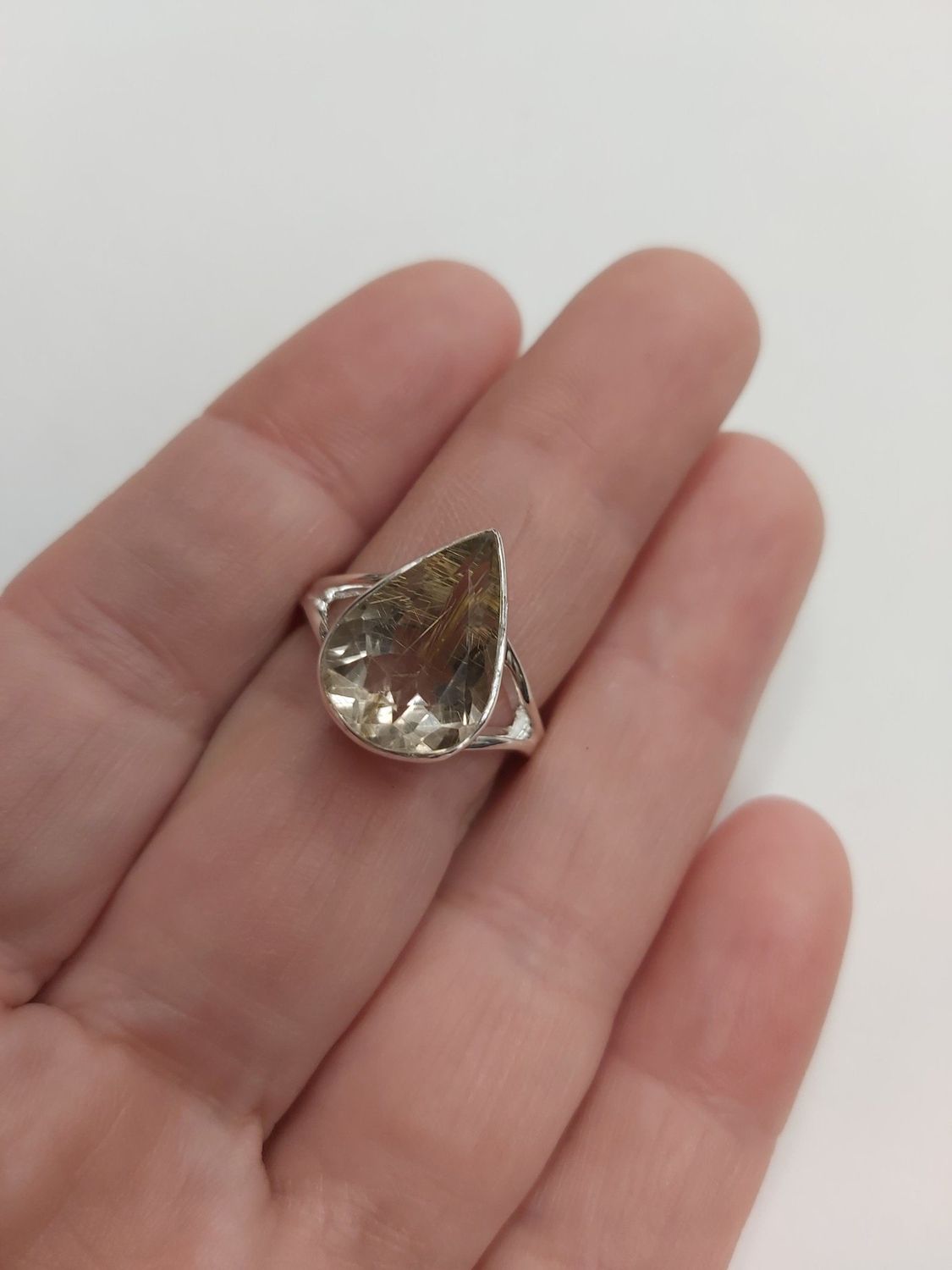 Rutilated Quartz Ring - Size 7 Sterling Silver