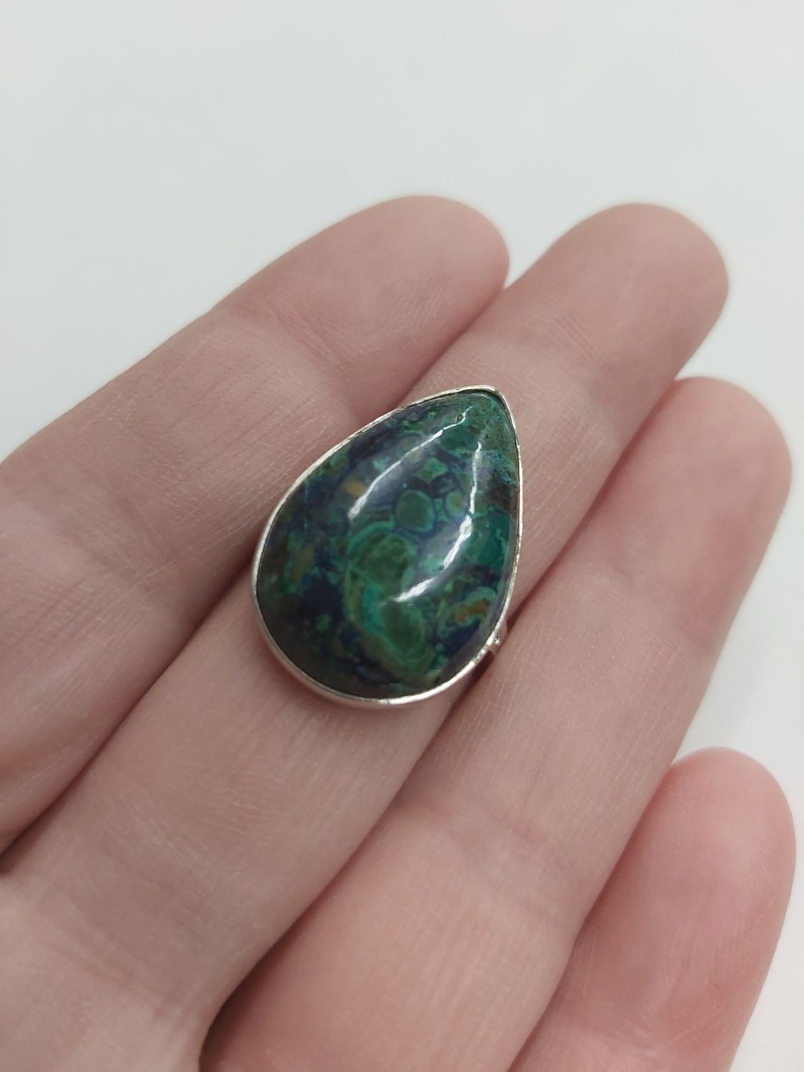 Azurite &amp; Malachite Ring B - Size 8 Sterling Silver