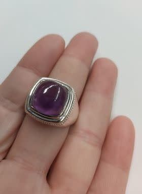 Amethyst Men&#39;s Ring C  - Size 12 Sterling Silver
