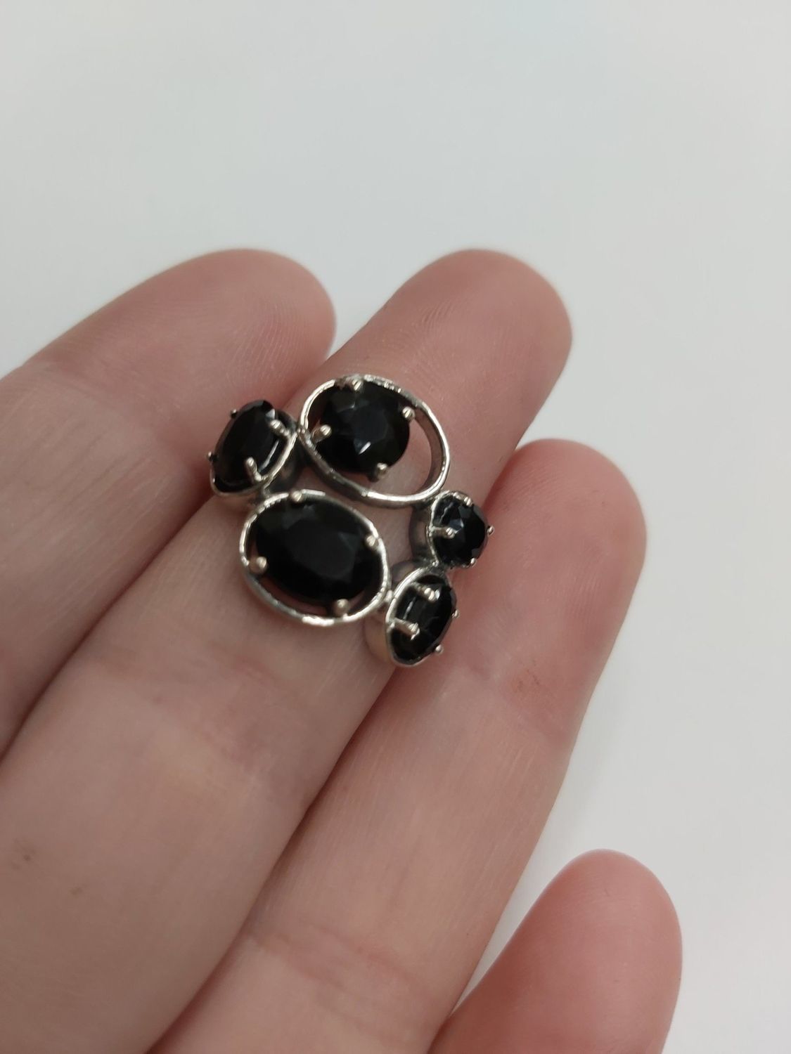 Onyx Ring B - Size 6 Sterling Silver