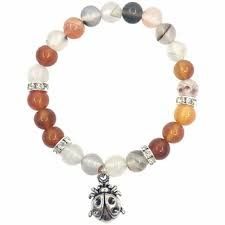 Dendritic Agate &amp; Carnelian with Ladybug - Bracelets