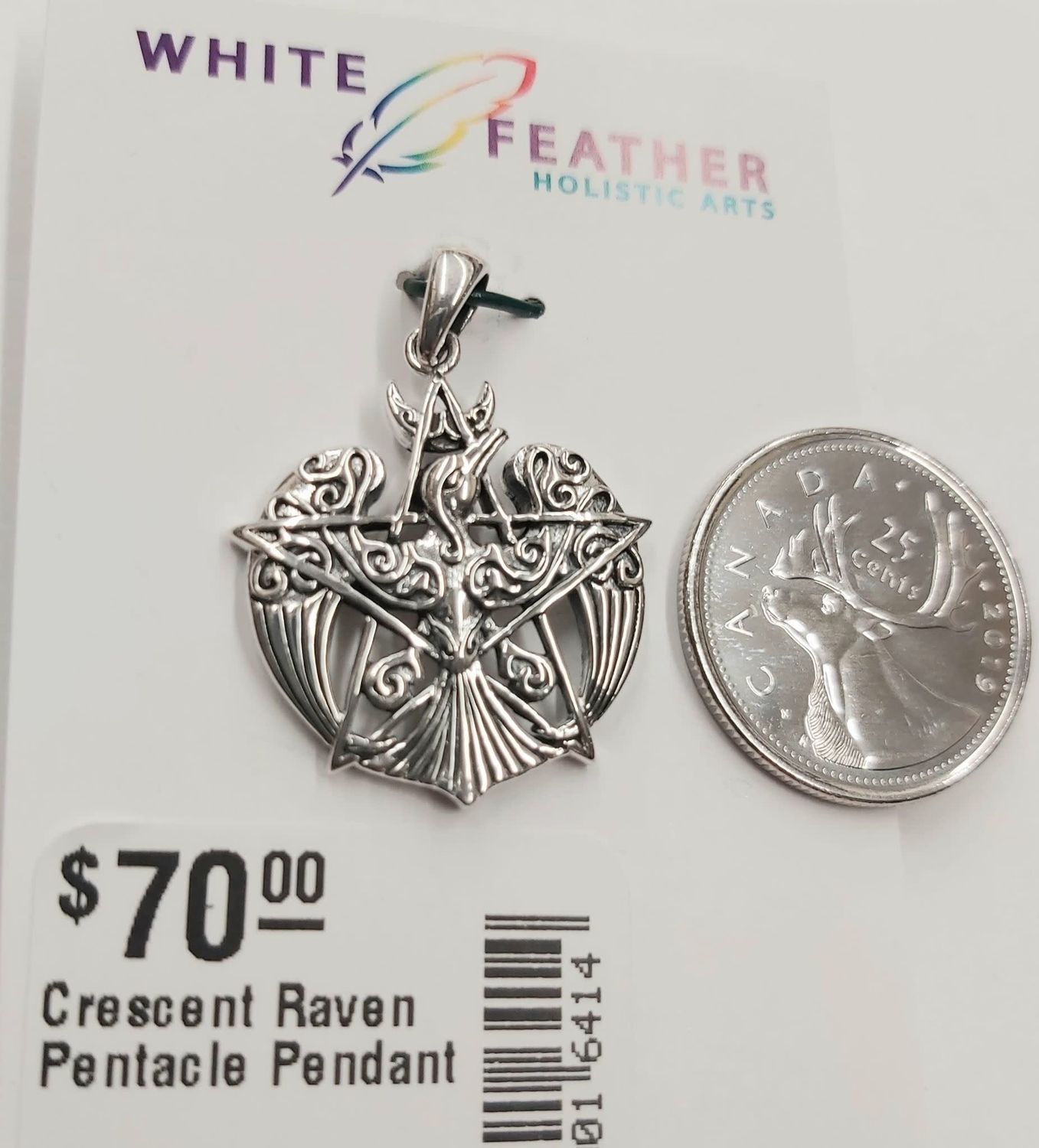 Crescent Raven Pentacle Pendant Sterling Silver