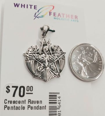 Crescent Raven Pentacle Pendant Sterling Silver